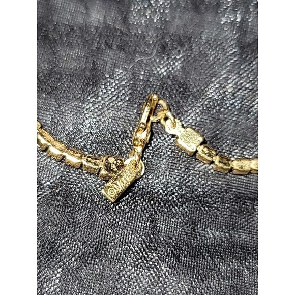 Monet Vintage Gold Studded Necklace signed  15‎ Inch Chain - Picture 2 of 5